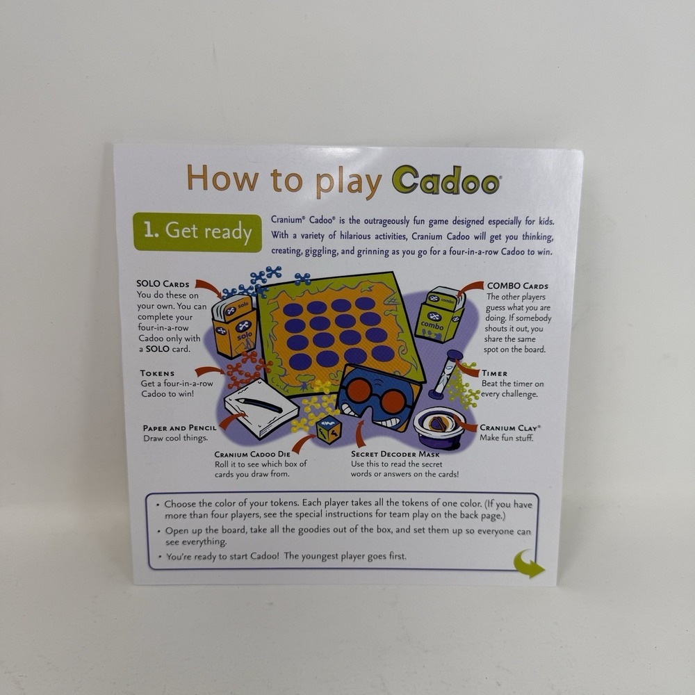 Cranium Cadoo 2002 Game‎ - Replacement PARTS - Instructions